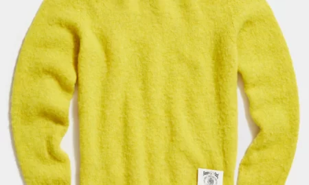 yellow shaggy dog sweater